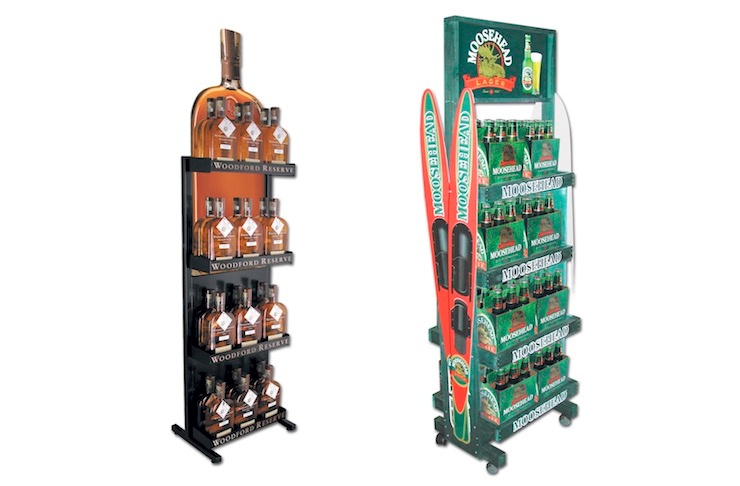 Woodford Reserve and Moosehead Beer Product Display Merchandise Racks 740x492