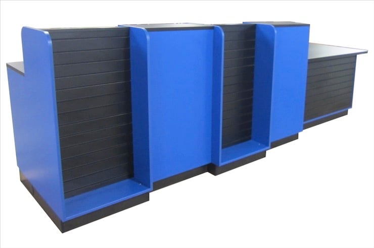Cashwrap POS Counter with Merchandising Slatwall Millwork Blue POS 2 Front740x492