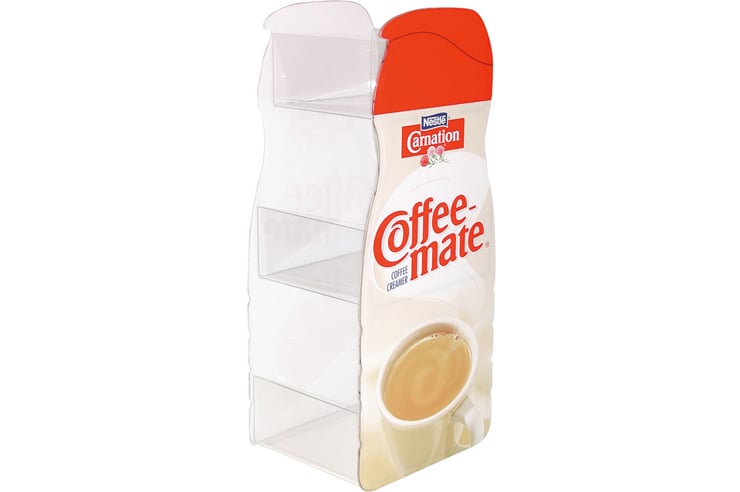 Coffee-Mate Printed Creamer Packet Easy Access Branded Food Creamer Tower 740x492