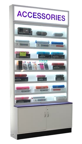 Vertical Louvered Illuminated Showcase Accessory Merchandising Display Case