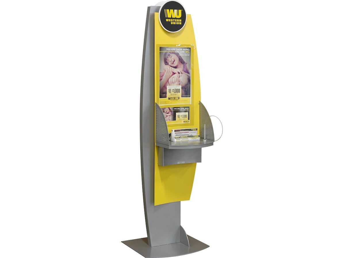 Western Union Freestanding Curved Metal Floor Display Front DSC_0968 1200x900