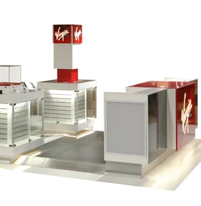 Custom Virgin Wireless Walk thru Mall Kiosk Thumbnail 286 x 293