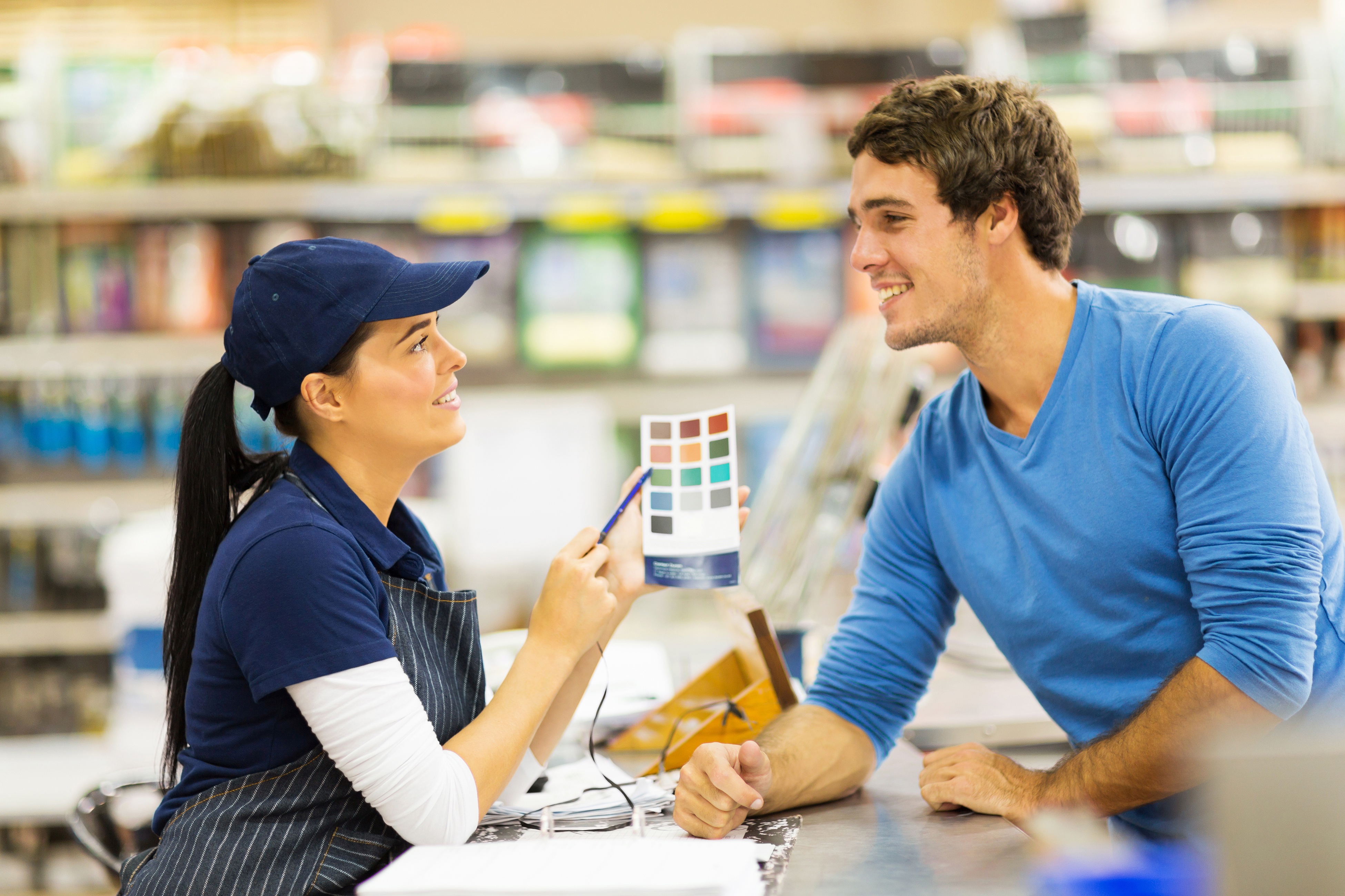 Shop assistant and customer